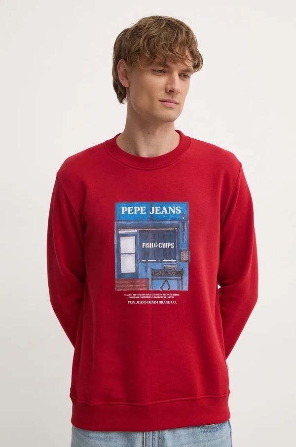 Pepe Jeans Bombažen pulover Pepe Jeans AENYS CREW moški, rdeča barva, PM582739