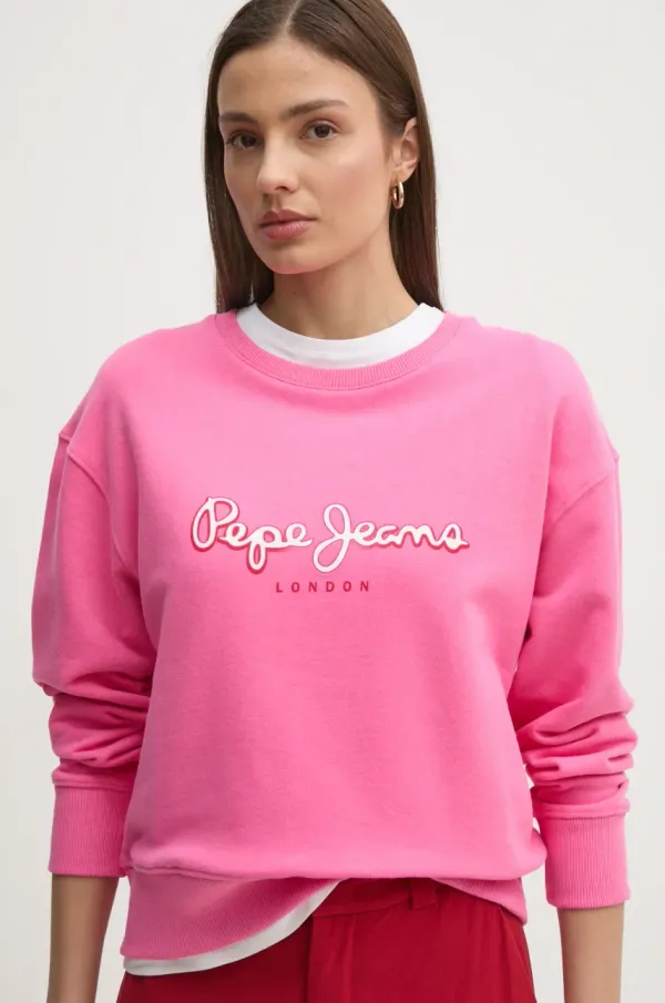 Pepe Jeans Bombažen pulover Pepe Jeans MADDY ženski, roza barva, PL581484