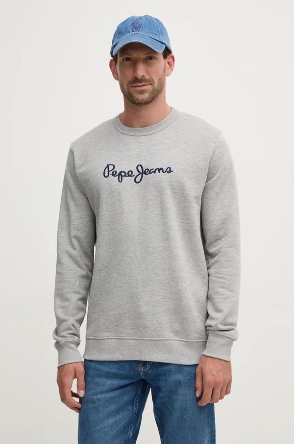 Pepe Jeans Bombažen pulover Pepe Jeans NEW JOE CREW moški, siva barva, PM582715