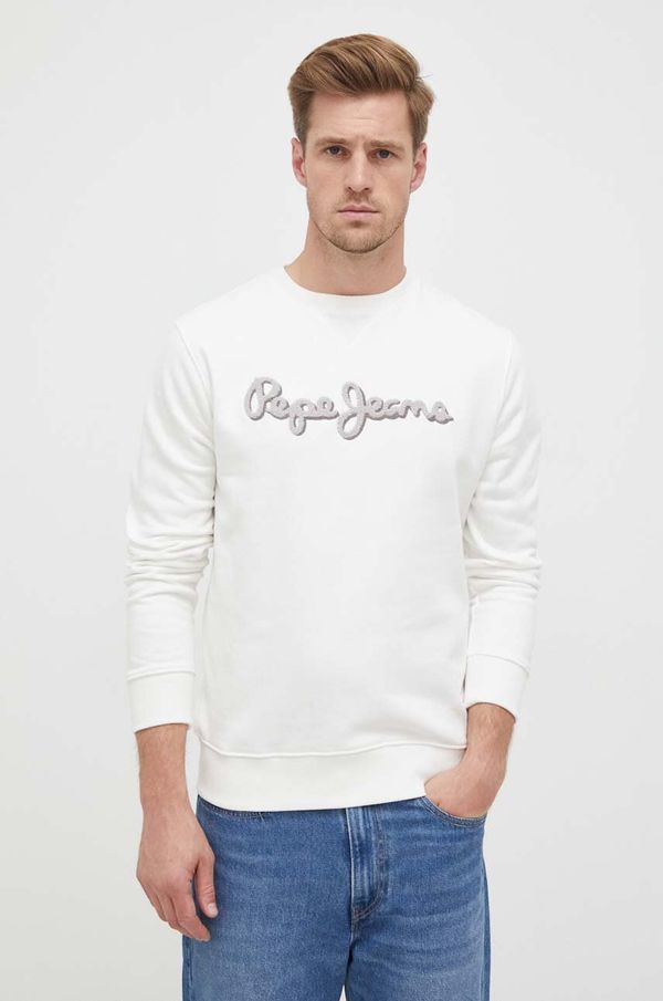 Pepe Jeans Bombažen pulover Pepe Jeans Ryan moški, bela barva