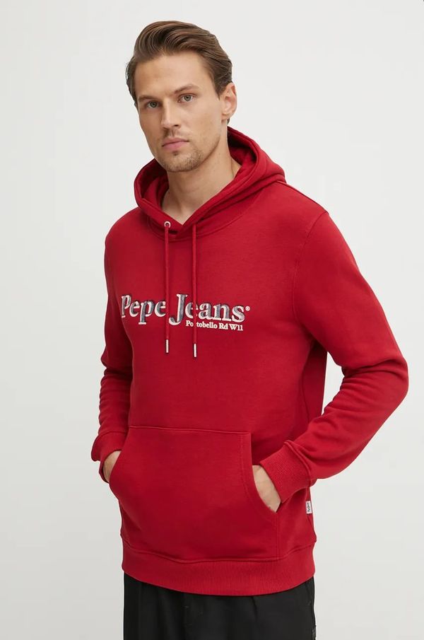 Pepe Jeans Bombažen pulover Pepe Jeans SOMERS HOODIE moški, rdeča barva, s kapuco, PM582728