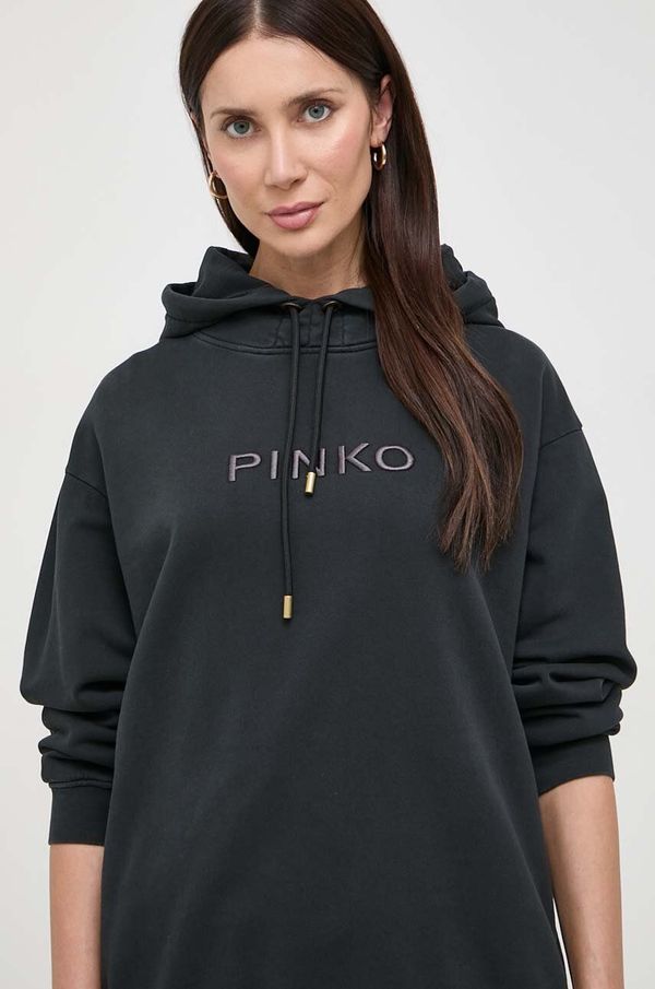 Pinko Bombažen pulover Pinko ženska, črna barva, s kapuco