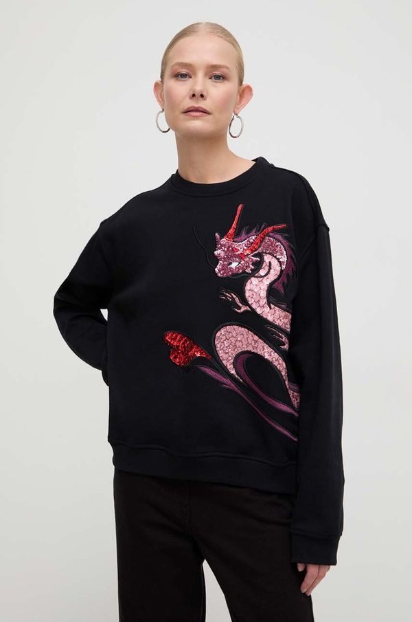Pinko Bombažen pulover Pinko ženska, črna barva