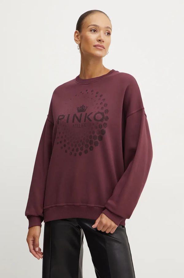 Pinko Bombažen pulover Pinko ženski, bordo barva, 104387 A27V