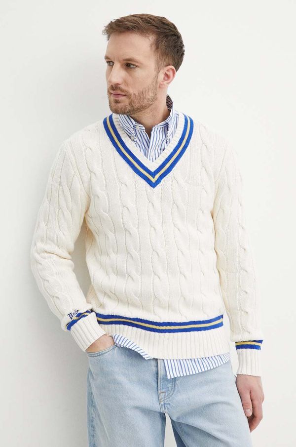Polo Ralph Lauren Bombažen pulover Polo Ralph Lauren bež barva, 710934013