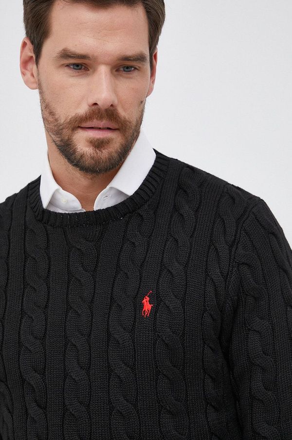 Polo Ralph Lauren Bombažen pulover Polo Ralph Lauren moški, črna barva,