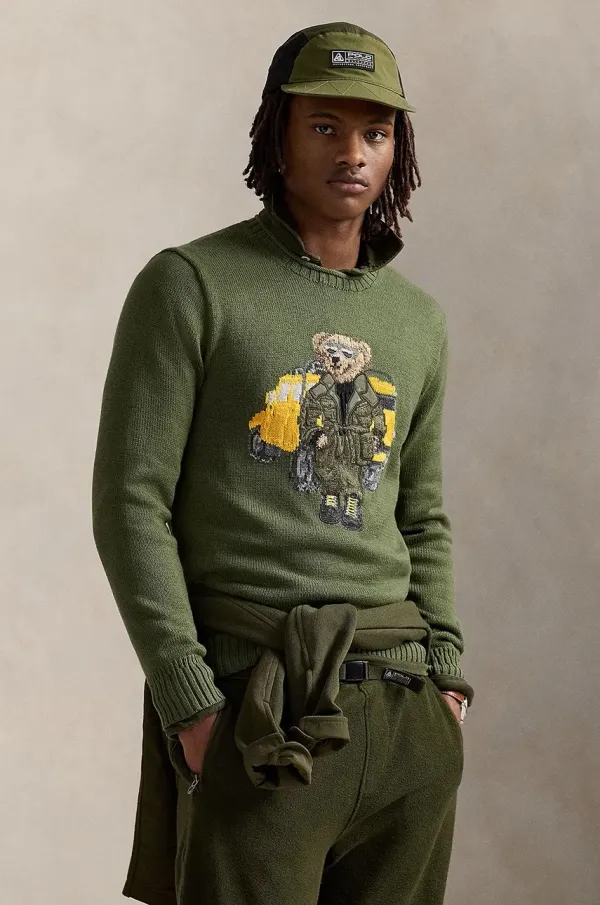 Polo Ralph Lauren Bombažen pulover Polo Ralph Lauren zelena barva, 710959186