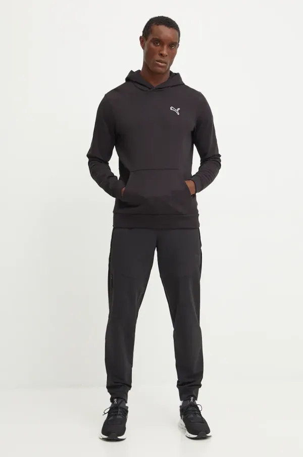 Puma Bombažen pulover Puma BETTER ESSENTIALS moški, črna barva, s kapuco, 676814