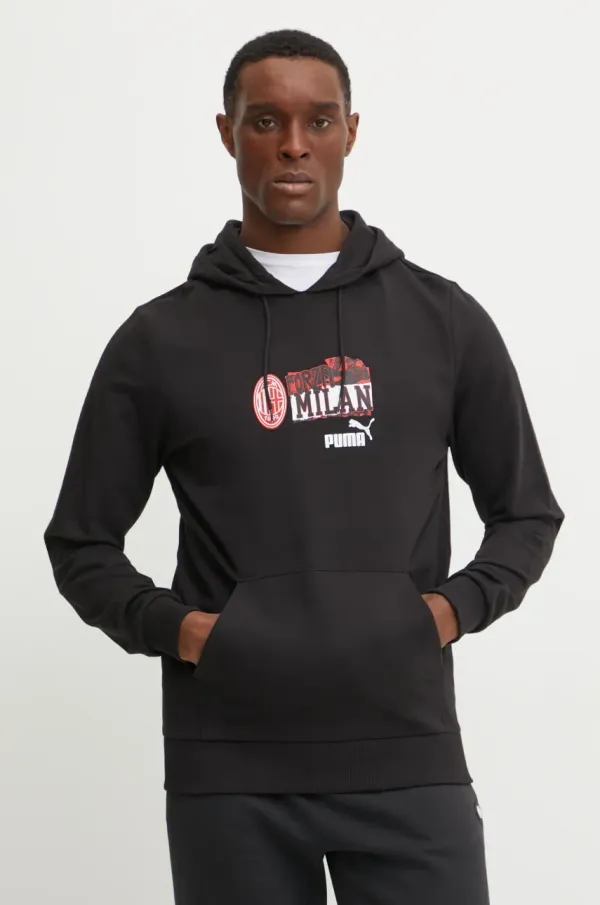 Puma Bombažen pulover Puma moški, črna barva, s kapuco, 779323