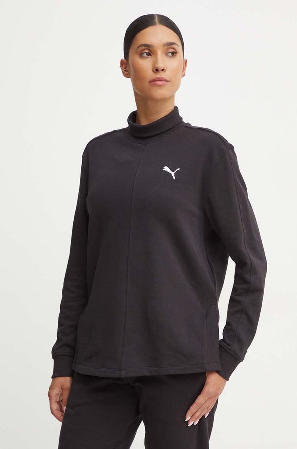 Puma Bombažen pulover Puma ženski, črna barva, 681629
