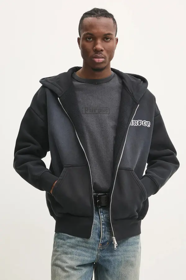 PURPLE BRAND Bombažen pulover PURPLE BRAND HWT FLEECE ZIP FRONT HOODY