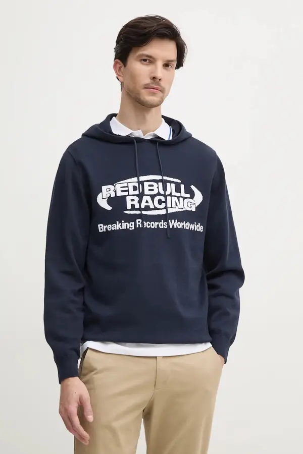Red Bull Racing x Pepe Jeans Bombažen pulover Red Bull Racing x Pepe Jeans INTARSIA HOODY