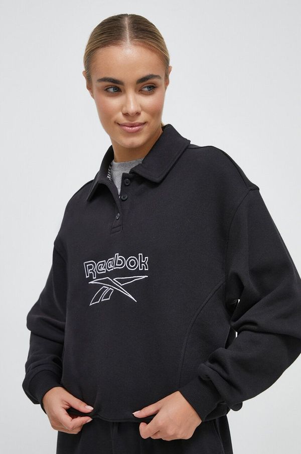 Reebok Classic Bombažen pulover Reebok Classic ženska, črna barva