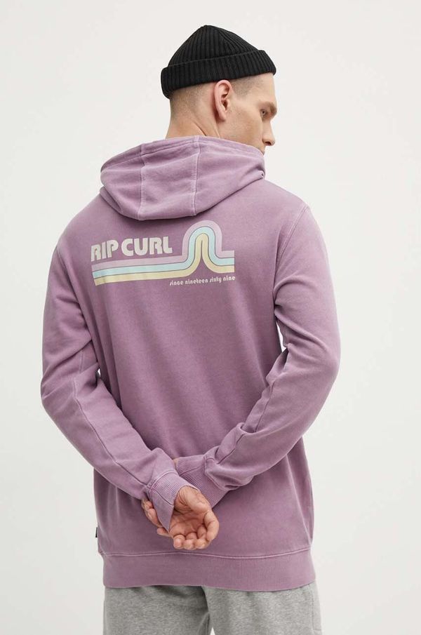 Rip Curl Bombažen pulover Rip Curl moška, vijolična barva, s kapuco