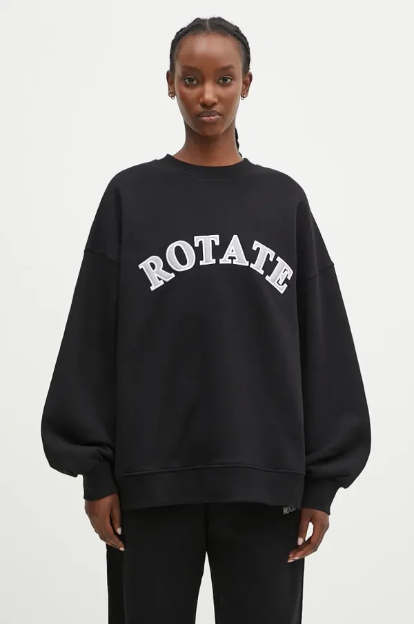 Rotate Bombažen pulover Rotate Logo Crewneck ženski, črna barva, 112454100