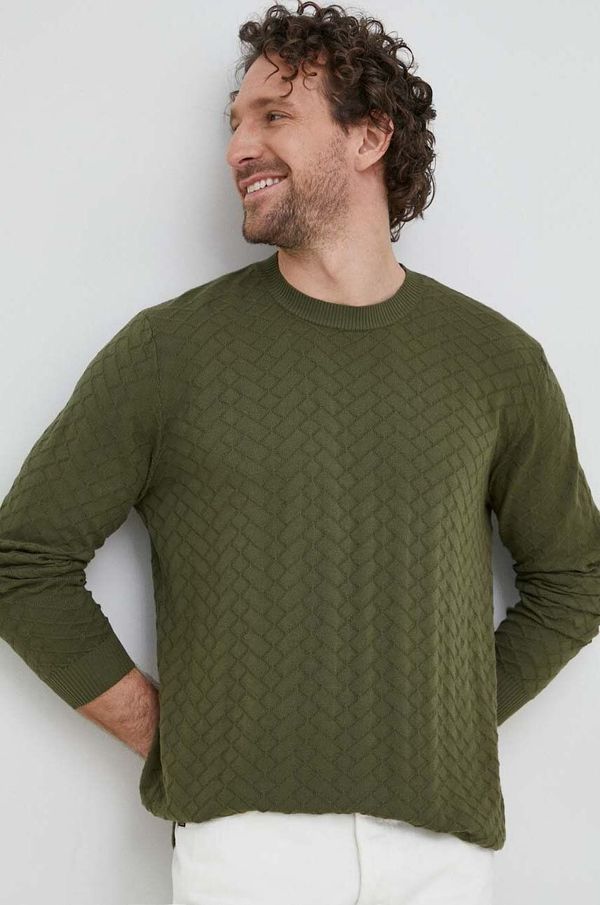 Sisley Bombažen pulover Sisley rjava barva