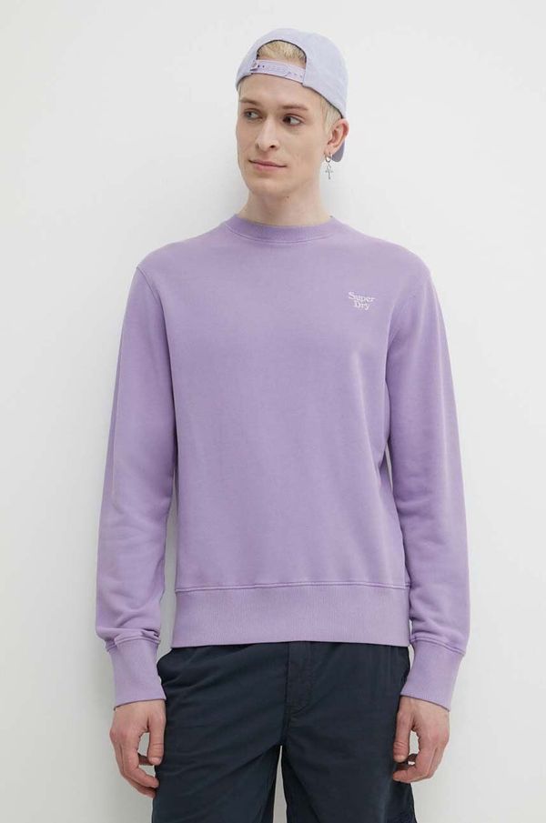 Superdry Bombažen pulover Superdry moška, vijolična barva
