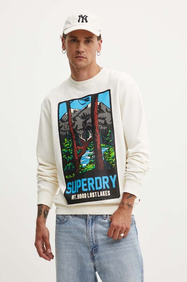 Superdry Bombažen pulover Superdry moški, bež barva, M2014112A-2YW
