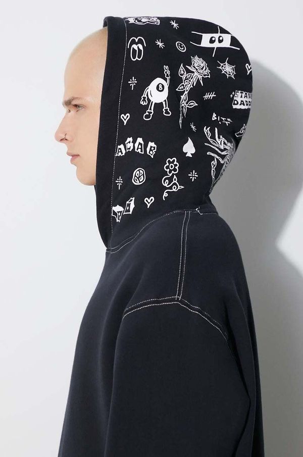 Taikan Bombažen pulover Taikan moška, črna barva, s kapuco