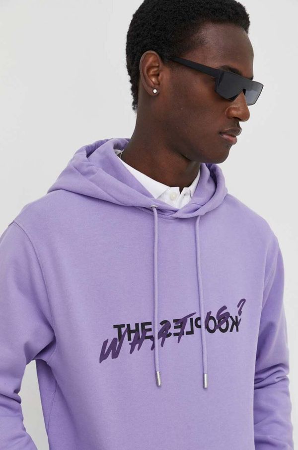 The Kooples Bombažen pulover The Kooples moška, vijolična barva, s kapuco