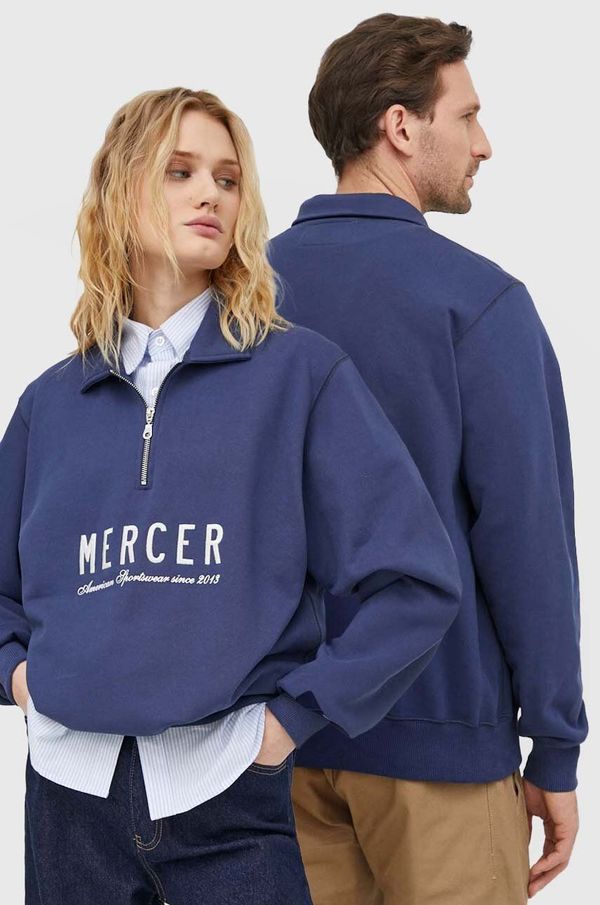 The Mercer Brand Bombažen pulover The Mercer Brand mornarsko modra barva