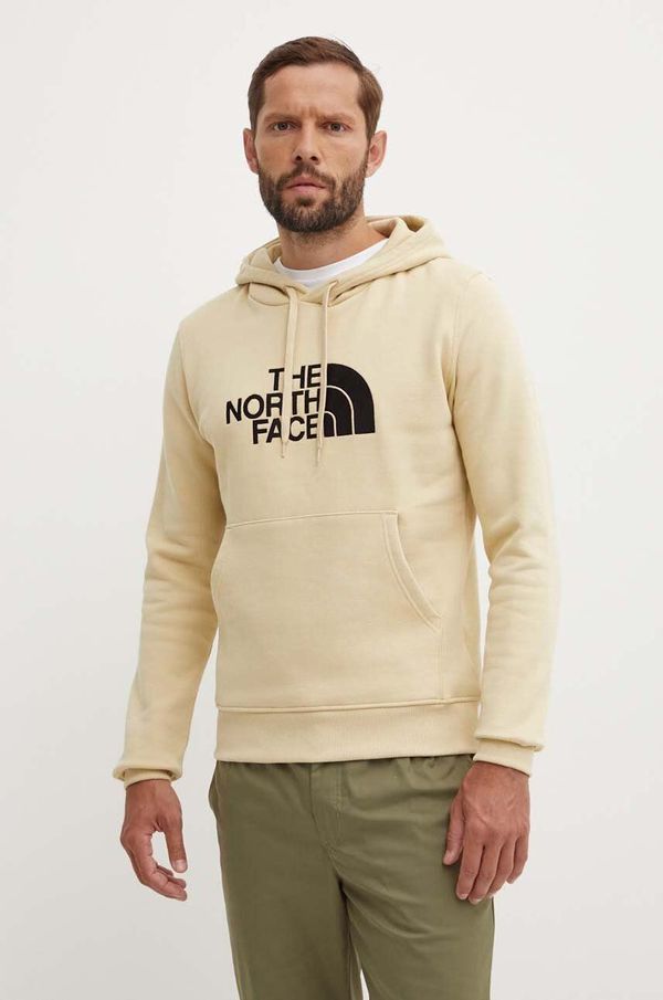 The North Face Bombažen pulover The North Face M Drew Peak Pullover Hoodie moški, bež barva, s kapuco, NF00AHJY3X41