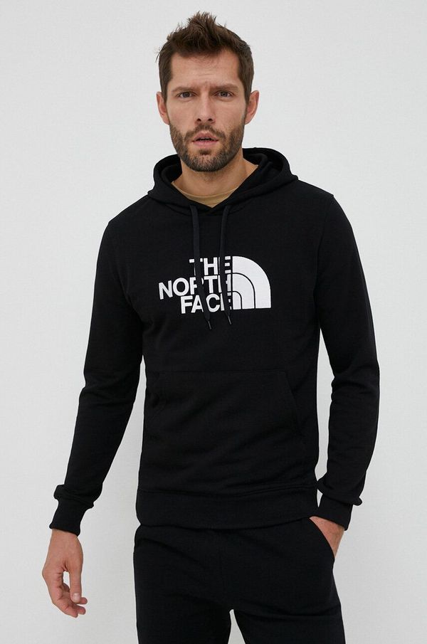 The North Face Bombažen pulover The North Face moška, črna barva, s kapuco