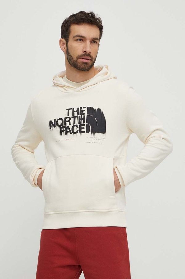 The North Face Bombažen pulover The North Face moški, bež barva, s kapuco, NF0A87ETQLI1