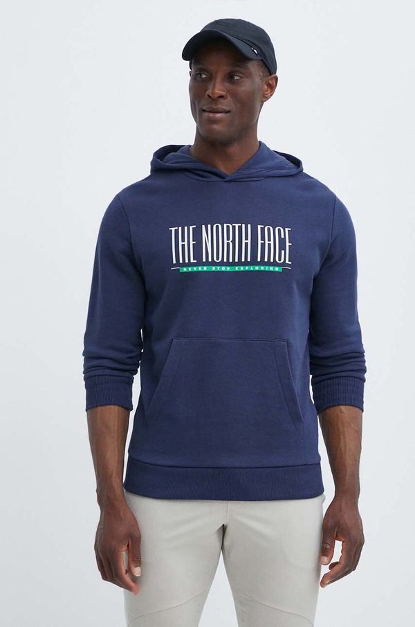 The North Face Bombažen pulover The North Face moški, mornarsko modra barva, s kapuco, NF0A87E58K21