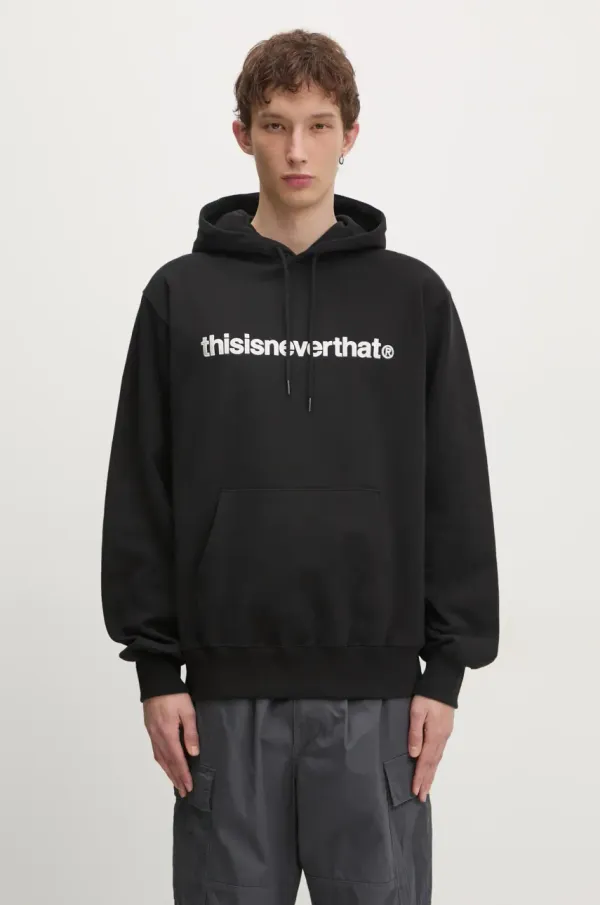 thisisneverthat Bombažen pulover thisisneverthat T-Logo Hoodie moški, črna barva, s kapuco, TN243TSWHO01