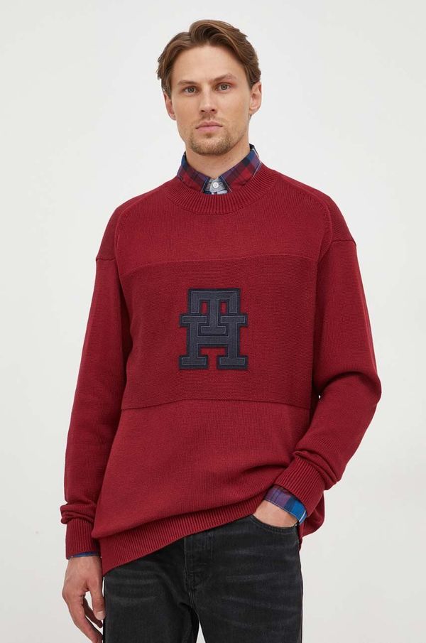 Tommy Hilfiger Bombažen pulover Tommy Hilfiger bordo barva