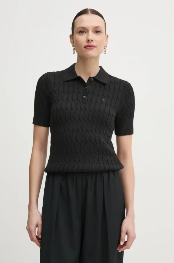 Tommy Hilfiger Bombažen pulover Tommy Hilfiger črna barva, WW0WW45210