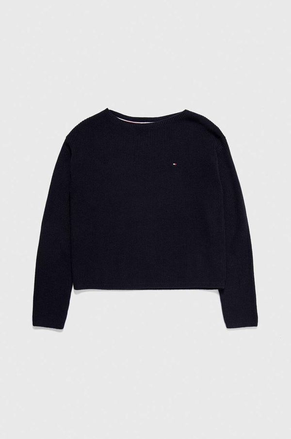 Tommy Hilfiger Bombažen pulover Tommy Hilfiger mornarsko modra barva