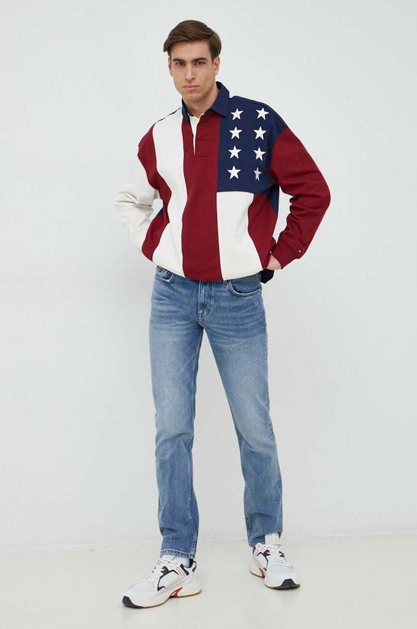 Tommy Hilfiger Bombažen pulover Tommy Hilfiger moška, bordo barva