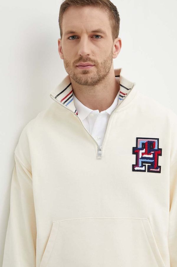 Tommy Hilfiger Bombažen pulover Tommy Hilfiger moški, bež barva, MW0MW34412