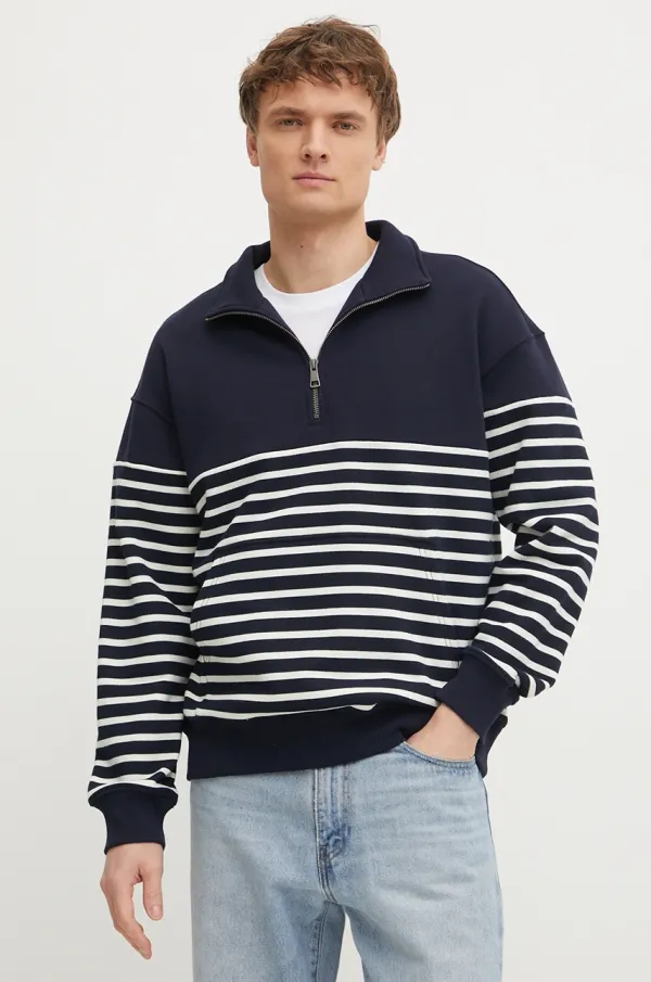 Tommy Hilfiger Bombažen pulover Tommy Hilfiger moški, mornarsko modra barva, MW0MW39303