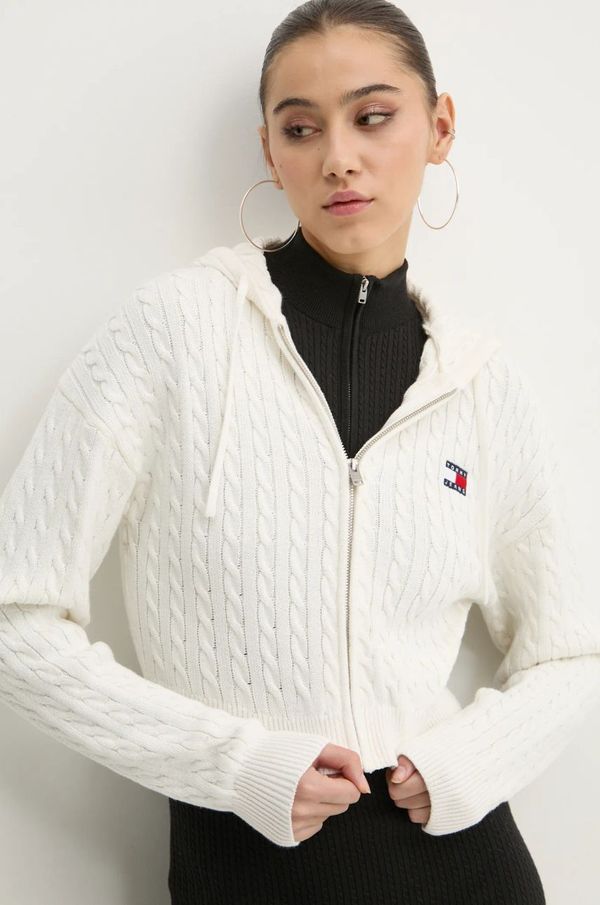 Tommy Jeans Bombažen pulover Tommy Jeans bež barva, DW0DW19334