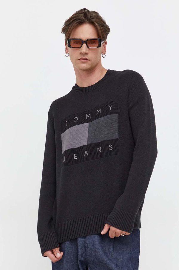 Tommy Jeans Bombažen pulover Tommy Jeans črna barva