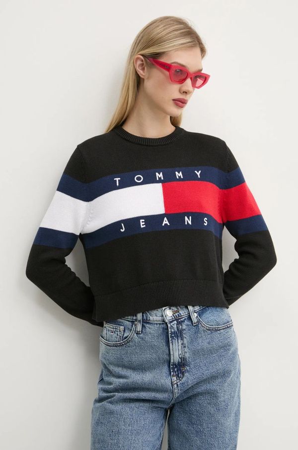 Tommy Jeans Bombažen pulover Tommy Jeans črna barva, DW0DW19335