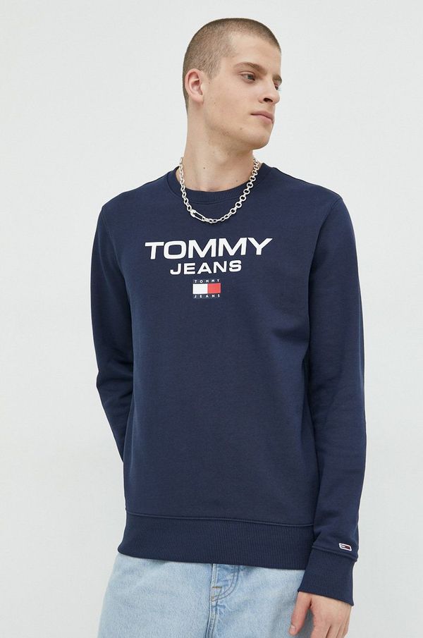 Tommy Jeans Bombažen pulover Tommy Jeans moška, mornarsko modra barva,