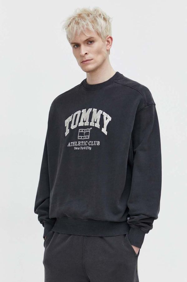 Tommy Jeans Bombažen pulover Tommy Jeans moška, siva barva