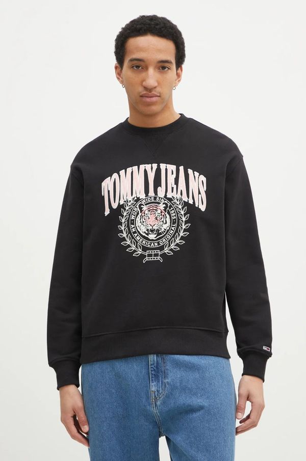 Tommy Jeans Bombažen pulover Tommy Jeans moški, črna barva, DM0DM20640