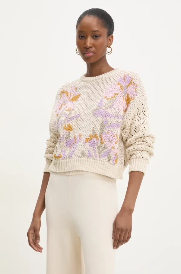 Twinset Bombažen pulover Twinset bež barva, 251TP3611