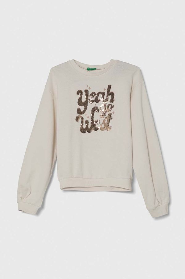 United Colors of Benetton Bombažen pulover United Colors of Benetton bež barva