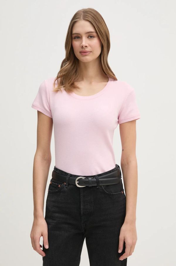 United Colors of Benetton Bombažen pulover United Colors of Benetton roza barva, 1091D1M10