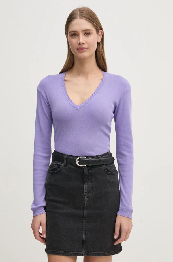 United Colors of Benetton Bombažen pulover United Colors of Benetton roza barva, 1091D4625