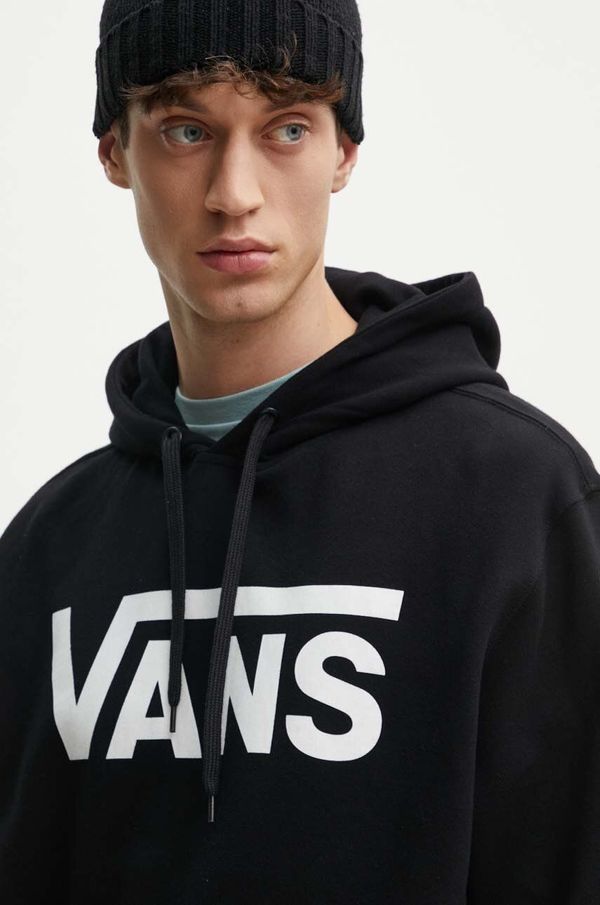 Vans Bombažen pulover Vans moški, črna barva, s kapuco, VN000HNXBLK1