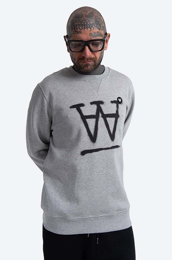 Wood Wood Bombažen pulover Wood Wood Tye Sweatshirt moški, siva barva