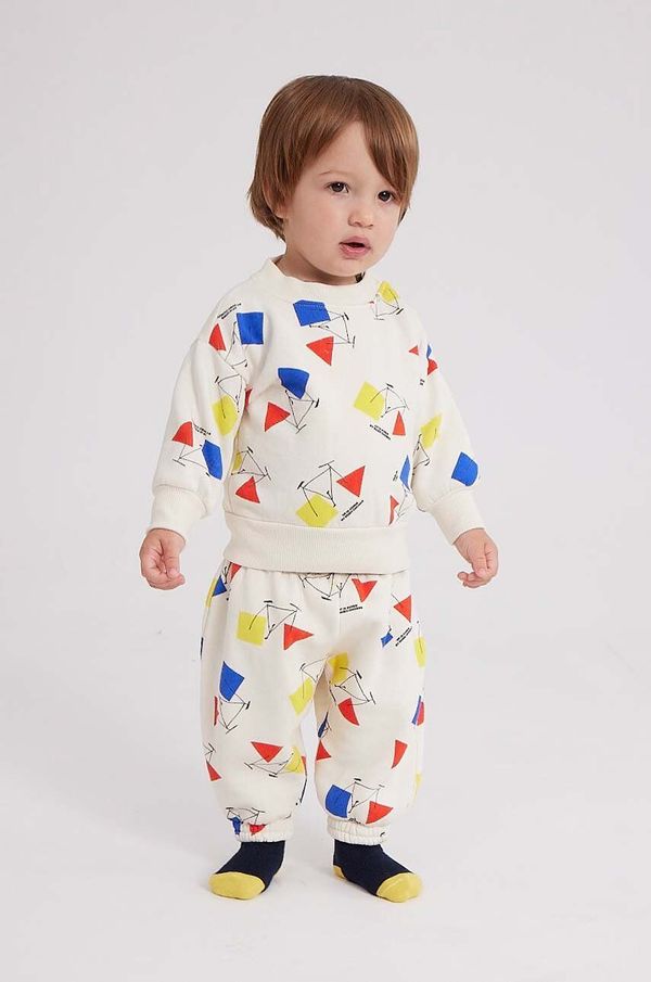Bobo Choses Bombažen pulover za dojenčka Bobo Choses bela barva