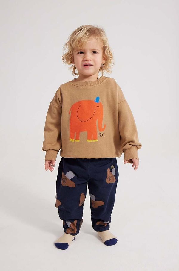 Bobo Choses Bombažen pulover za dojenčka Bobo Choses rjava barva